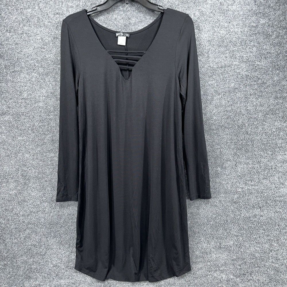Women's Dress Size Medium Black Casual Mini Lightweight Long Sleeve Eyelet